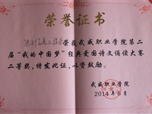 第二屆“我的中國夢”經典愛國詩文誦讀大賽-二等獎