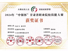 獲2024年“中銀杯”甘肅省職業院校技能大賽“二等獎”